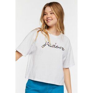 NWT Forever‎ 21 Faux Gem J'adore Graphic Tee in White Size Large
